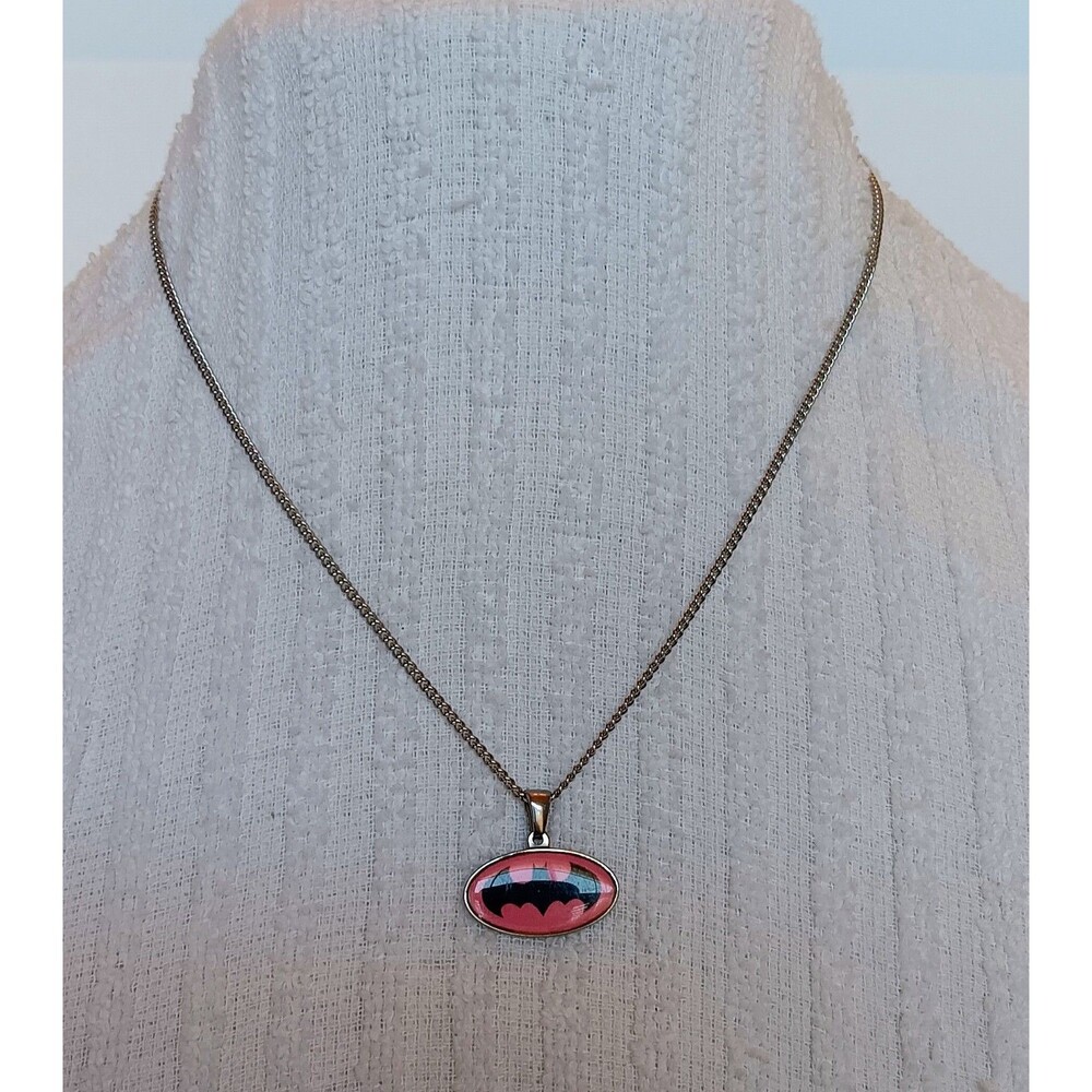 DC Comics Batman Necklace Batgirl Pink Resin & Stainless Steel 18 in